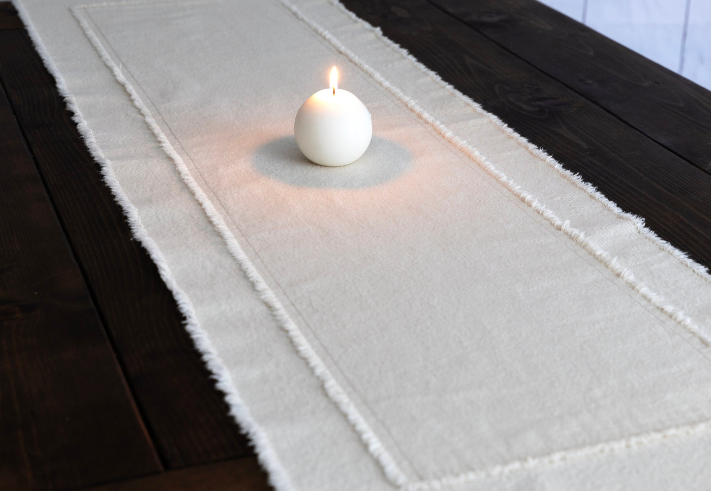 Rustic Farmhouse Handmade Table Runner – Sandy Beige neutral